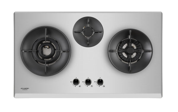 3 BURNERS GAS HOB WITH 1 DOUBLE INNER FLAME BURNER FH-GS7030 SVGL/SS