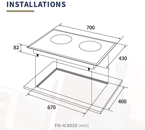 HYBRID HOB WITH INDUCTION & CERAMIC ZONES FH-IC6020