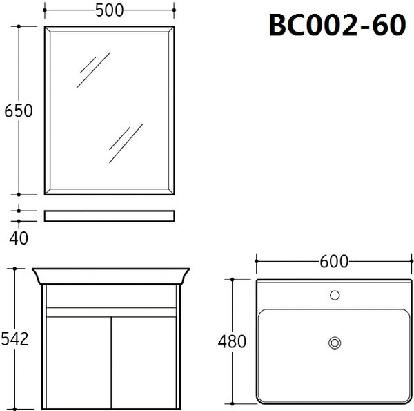 Bathroom Vanity Cabinet Set BC002-60BK