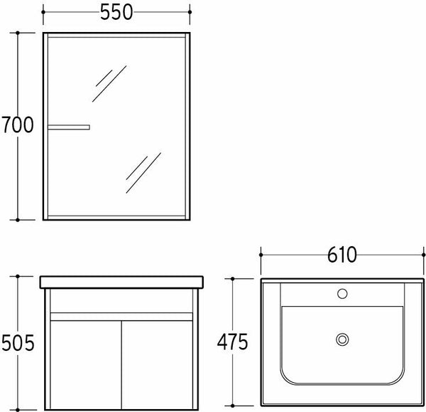 Bathroom Vanity Cabinet Set BC6048M-W